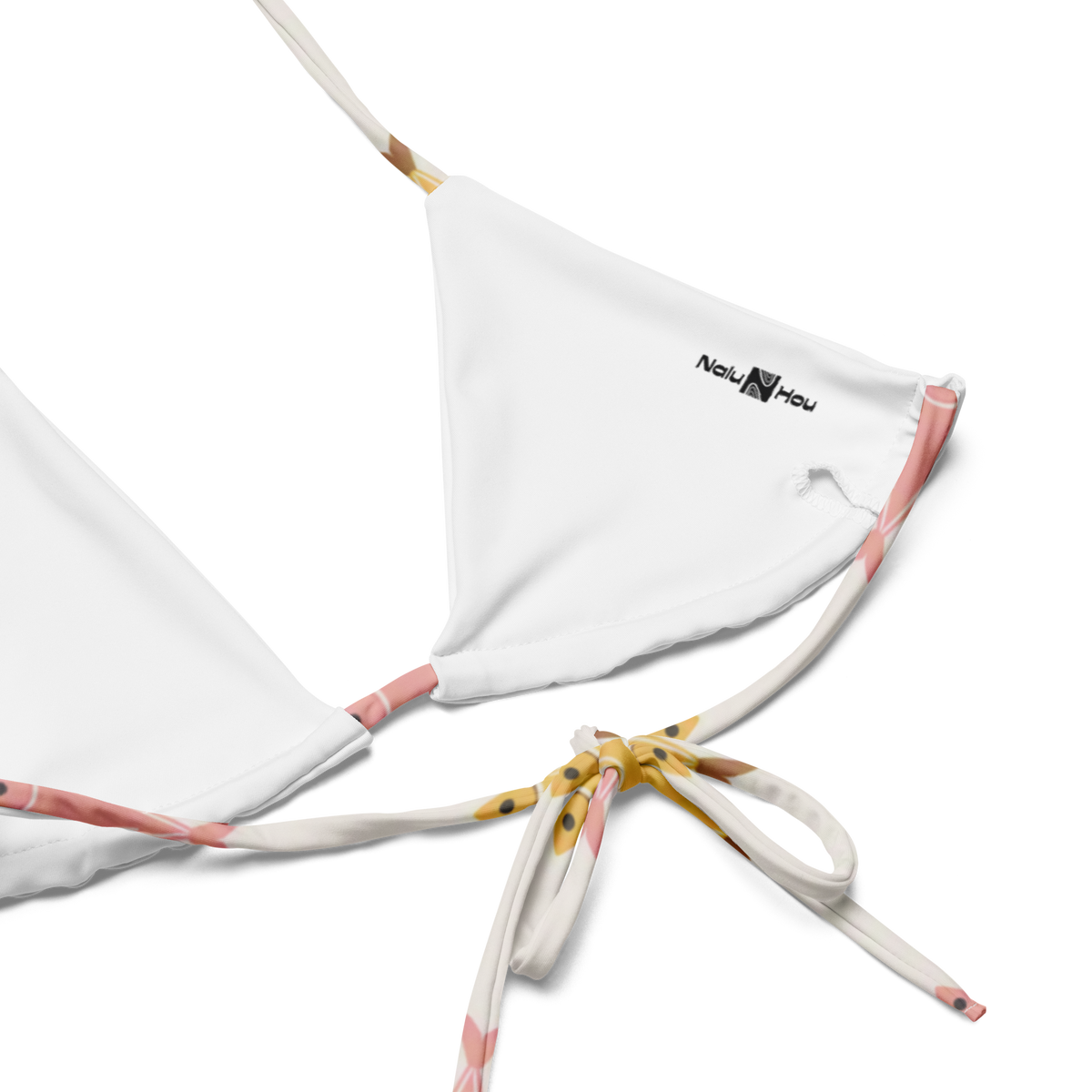 Top de bikini Sardine Flow vista frontal, estampado all-over de cardumen